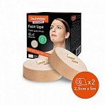 Кинезио тейп/лента для лица, лифтинг эффект, 2.5 см х 5 м, КОМПЛЕКТ, 2 рулона, бежевый, DASWERK