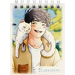 Блокнот А7, 40 л, ДРУЖБА С КОТОМ клетка, гребень, УФ-лак/68170