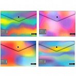 Папка-конверт на кнопке Berlingo «Gradient», 180мкм, с рисунком, глиттер-эффект, ассорти