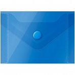Папка-конверт на кнопке OfficeSpace, А7 (74×105мм), 150мкм, полупрозрачная, синяя