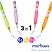 превью Ручка шариковая автоматическая MunHwa «Hi-Color 3» 3цв. (син/неон желт/неон роз),0.7мм, корпус ассорти