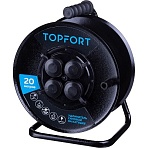 Удлинитель Topfort метал. КГ 3×2.5 кв. мм 20м 16А 4 гнезда с/з., с/загл., IP44