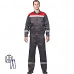 Костюм рабочий летний мужской л20-КБР с СОП серый/красный (размер 48-50, рост 158-164)