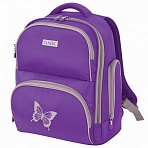 Рюкзак BRAUBERG CLASSIC, легкий каркас, премиум материал, «Butterfly», фиолетовый, 37×32×21 см, 228830