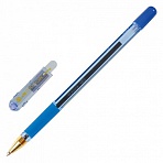Ручка шариковая масляная с грипом MUNHWA «MC Gold», СИНЯЯ, корпус тонированный синий, узел 0.7 мм, линия письма 0.5 мм