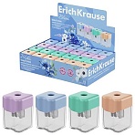 Точилка ERICH KRAUSE «Wave Mini Pastel Bloom» с контейнером, пластиковая, корпус ассорти
