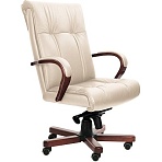 Кресло PARIS A с выс спинкой беж кожа+к/з/темн орех