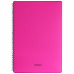 Тетрадь 60л. А4 клетка на гребне OfficeSpace «Neon», розовая пластиковая обложка