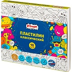 Пластилин классический Комус Класс Максики набор 10 цв/наб, 200г, со стеком