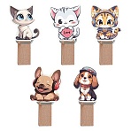 Зажимы для бумаг 7мм, MESHU «Cute pets», 10шт., деревянные, ассорти, опп пакет с европодвесом, веревка в комплекте