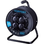 Удлинитель Topfort пласт. КГ 3×2.5 кв. мм 20м 16А 4 гнезда с/з., с/загл., IP44