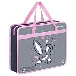 Папка на молнии с ручками BRAUBERG А4, 1 отделение, пластик, 80 мм, «Curious bunny»