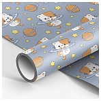 Упаковочная бумага глянц. 70×100см, MESHU «Space kitten», 80г/м2