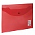 превью Папка-конверт с кнопкой BRAUBERG, А5, 240х190 мм, прозрачная, красная, 0,15 мм