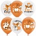 превью Воздушные шары, 25шт., М12/30см, ПатиБум «White&Orange. Корги. С днем рождения», декоратор, шелк