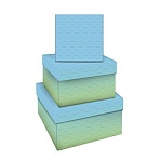 Набор квадратных коробок 3в1, MESHU «Green-blue gradient», (19.5×19.5×11-15.5×15.5×9см)