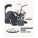Тетрадь предметная КОТ-НЕПОСЕДА 48 л., пластиковая обложка, АНГЛИЙСКИЙ ЯЗЫК, клетка, подсказ, BRAUBERG