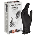 Перчатки нитрил., н/с, н/о,4г./шт, черн. FOXY-GLOVES XS 50пар/уп ШК4167