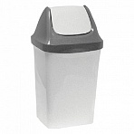 Ведро-контейнер 15 л для мусора IDEA «Свинг», качающаяся крышка, 47×27×23 см, серый мрамор