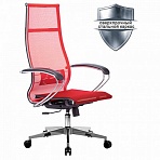 Кресло офисное МЕТТА «К-7» хромпрочная сеткасиденье и спинка регулируемыекрасное