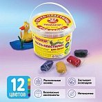 Пластилин на растительной основе (тесто для лепки) ПИФАГОР, 12 цветов, 360 г, пластиковое ведро