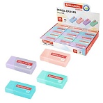Ластик BRAUBERG «PASTEL MATTE», 50×24х10 мм, прямоугольный, картонный держатель, экологичный ПВХ, ассорти