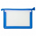Папка для тетрадей А4 ПИФАГОР, пластик, молния сверху, прозрачная, синяя