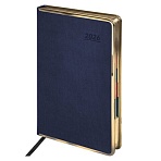 Ежедневник датированный 2026 А5 148×218 мм, GALANT «Infinity Gold», под кожу, темно-синий