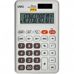 Калькулятор настольн. КОМПАКТ. Deli EM120.12р, дв. питание, 118×70мм, белый