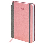 Ежедневник датированный 2026 А5 138×213 мм, BRAUBERG «Mosaic», под кожу, карман для ручки, розовый