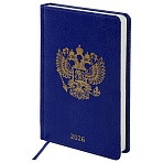 Ежедневник датированный 2026 А5 138×213 мм, BRAUBERG «State», под кожу, синий