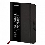 Блокнот А5 (148×218 мм), BRAUBERG «NOTE», под кожу софт-тач, с резинкой, 80 л., клетка, черный