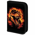 Пенал BRAUBERG с наполнением, 1 отделение, 1 откидная планка, 24 предмета, 21×14 см, «Fire dino»