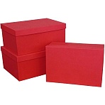 Набор подар. коробок 3в1 тиснение РОГОЖКА 350×250х150 красный, Д10103П.296