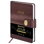 Ежедневник датированный 2026 А5 138×213 мм, BRAUBERG «Elegant», под кожу, застежка, бордовый