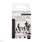 Уголь прессованный SKETCH&ART черный мягкий, средний, твердый 3шт/наб 25-001