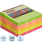 Стикеры Attache Economy 76×76 мм неоновые 5 цветов (1 блок, 400 листов)