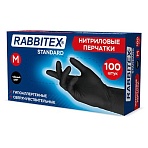 Перчатки нитриловые универсальные 50 пар (100 шт. ), размер M (средний), черные, RABBITEX (РАББИТЕКС) Standard