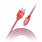 Кабель Smartbuy iK-12NS, USB2.0 (A) - microUSB (B), в оплетке, 2A output, 1м, красный