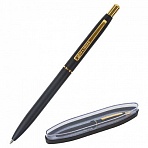 Ручка подарочная шариковая BRAUBERG Brioso, СИНЯЯ, корпус черный с золотистыми деталями, линия письма 0.5 мм