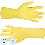 Перчатки латексные резиновые желтые р-р М ЭКОНОМ (10 пар/уп)