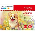 Альбом для рисования Комус Класс ColorPics, А5, 12 л истов, скрепка в асс