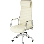 Кресло руководителя Echair-528 ML (кожа белая, полированный алюминий)