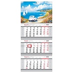 Календарь квартальный 3 бл. на 3 гр., 295×660 мм BG «Лето на море», с бегунком, 2026г.
