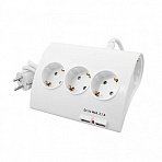 Сетевой фильтр Старт, 5 розеток, 2 USB порта output 2.1А, 16А, 1.5м, белый