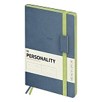 Ежедневник недатированный, B5, 136л., мягкий переплет, кожзам, BG «Personality. Blue», синий, цветной срез, на резинке, карман