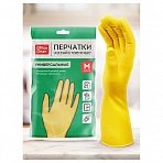 Перчатки резиновые хозяйственные OfficeClean Универсальные, р. М, желтые, пакет с европодвесом