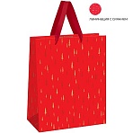 Пакет подарочный 26×32×12см MESHU «Christmas pattern», фольга, ламинация с блестками