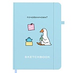 Скетчбук, слоновая кость 140 г/м2, 130×210 мм, 80 л., софт-тач, резинка, BRAUBERG ART CLASSIC, «Милый гусь»