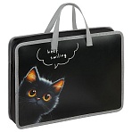 Папка с ручками А4 ArtSpace «The Black Kitten», пластик, на молнии, 70мм